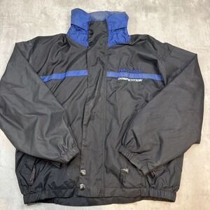 Nautica Competition Jacket Men's S Black Blue Spell Out Logo Windbreaker Coat